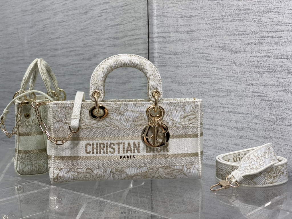 Dior M0540 Medium Lady D-Joy Bag Beige Multicolor Embroidery