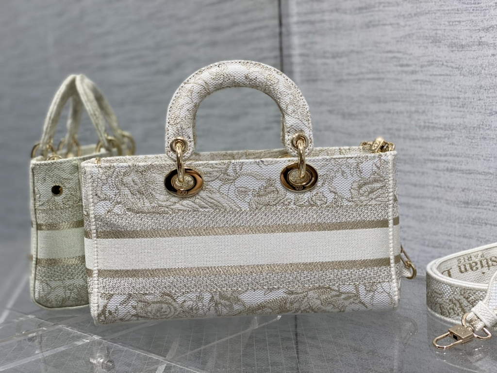 Dior M0540 Medium Lady D-Joy Bag Beige Multicolor Embroidery - Default Title - View 5