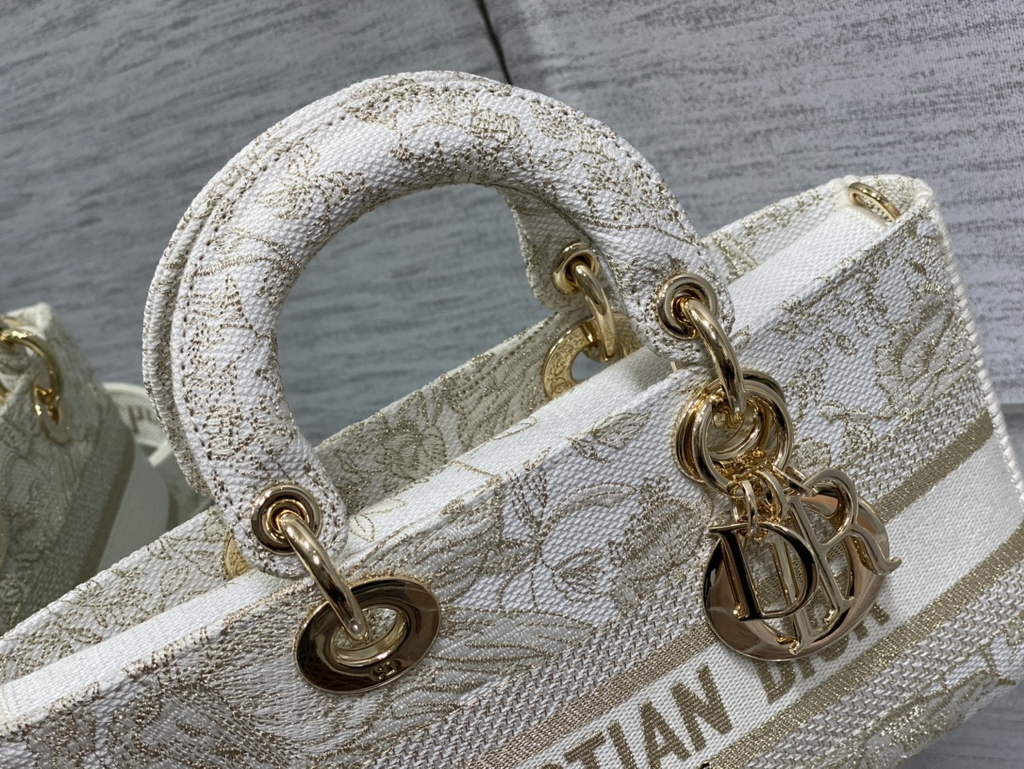Dior M0540 Medium Lady D-Joy Bag Beige Multicolor Embroidery