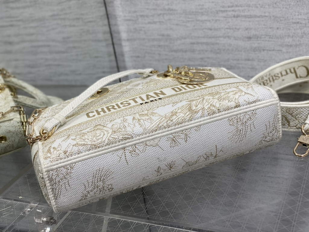 Dior M0540 Medium Lady D-Joy Bag Beige Multicolor Embroidery