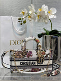 Dior M0540 Medium Lady D-Joy Bag White Multicolor Dior Petites Fleurs