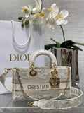 Dior M0540 Medium Lady D-Joy Bag Beige Multicolor Embroidery