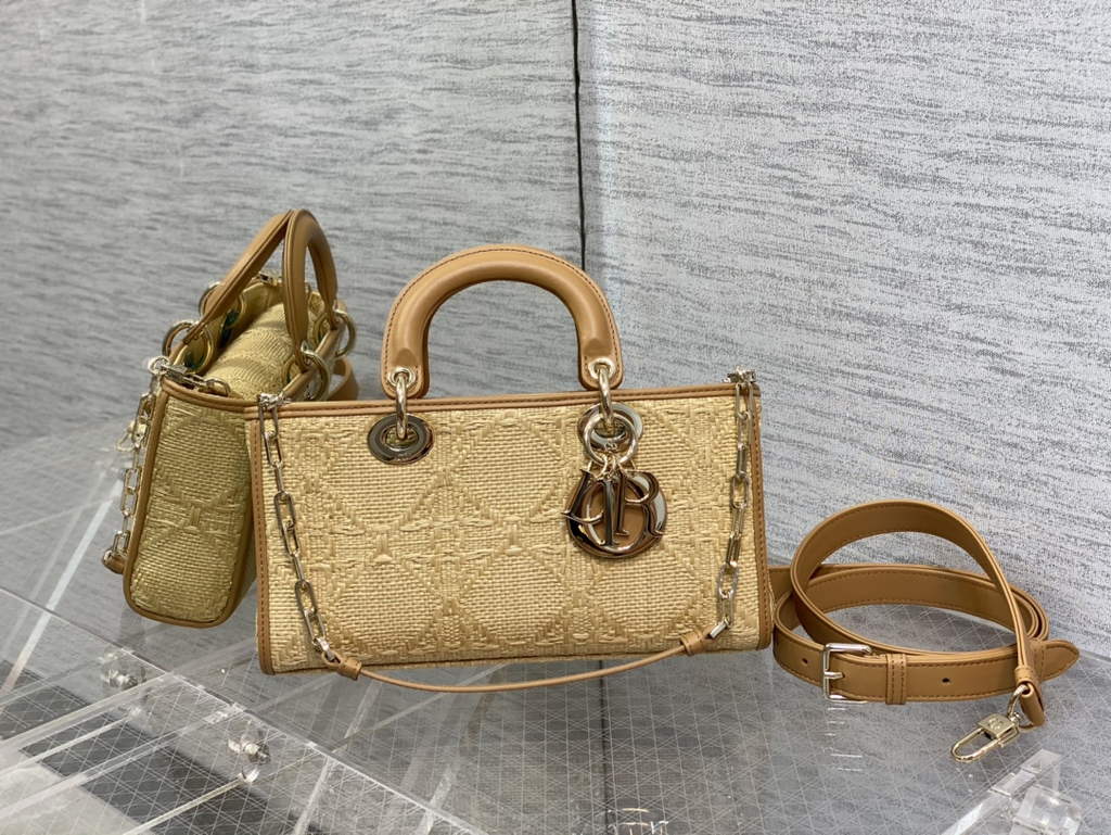 Dior M0540 Medium Lady D-Joy Bag Natural Cannage Raffia - Default Title - View 1