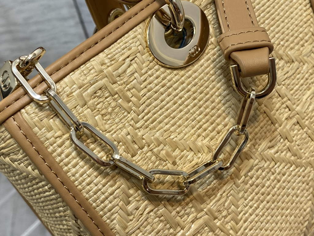 Dior M0540 Medium Lady D-Joy Bag Natural Cannage Raffia