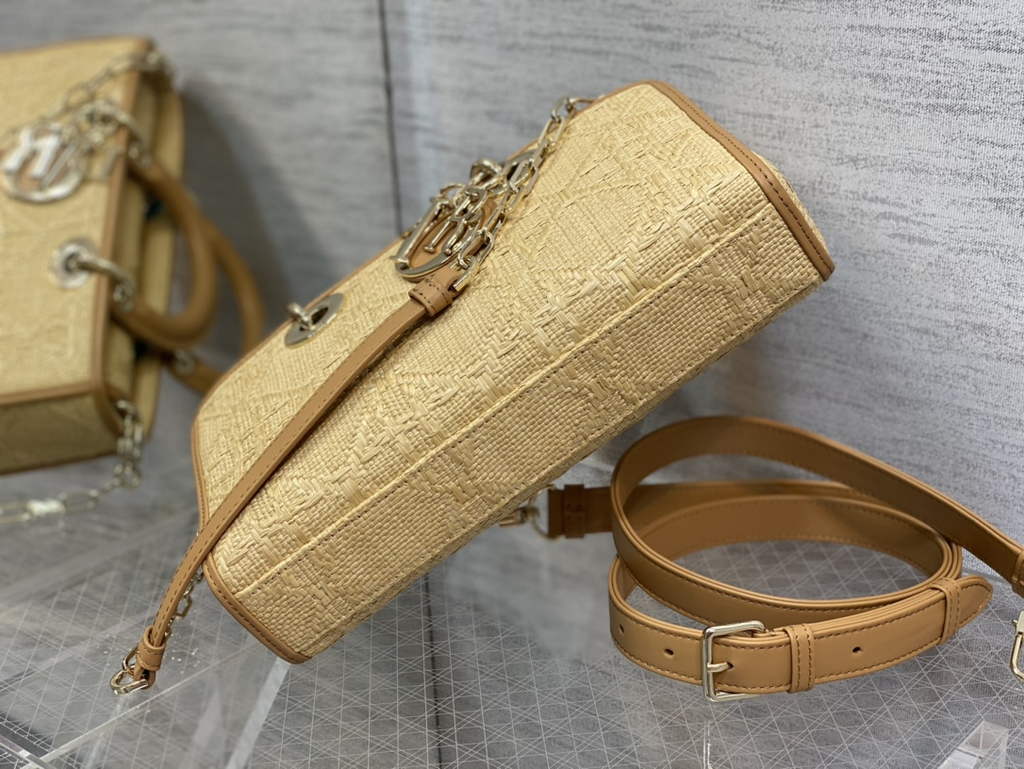 Dior M0540 Medium Lady D-Joy Bag Natural Cannage Raffia