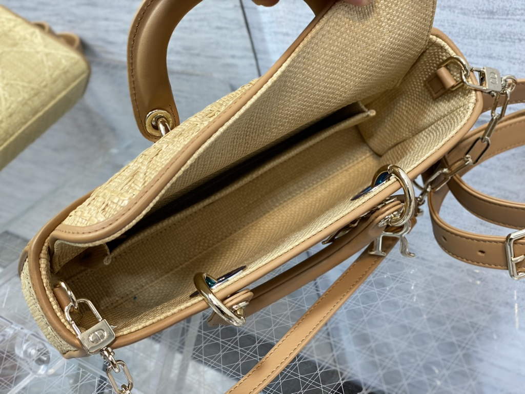 Dior M0540 Medium Lady D-Joy Bag Natural Cannage Raffia