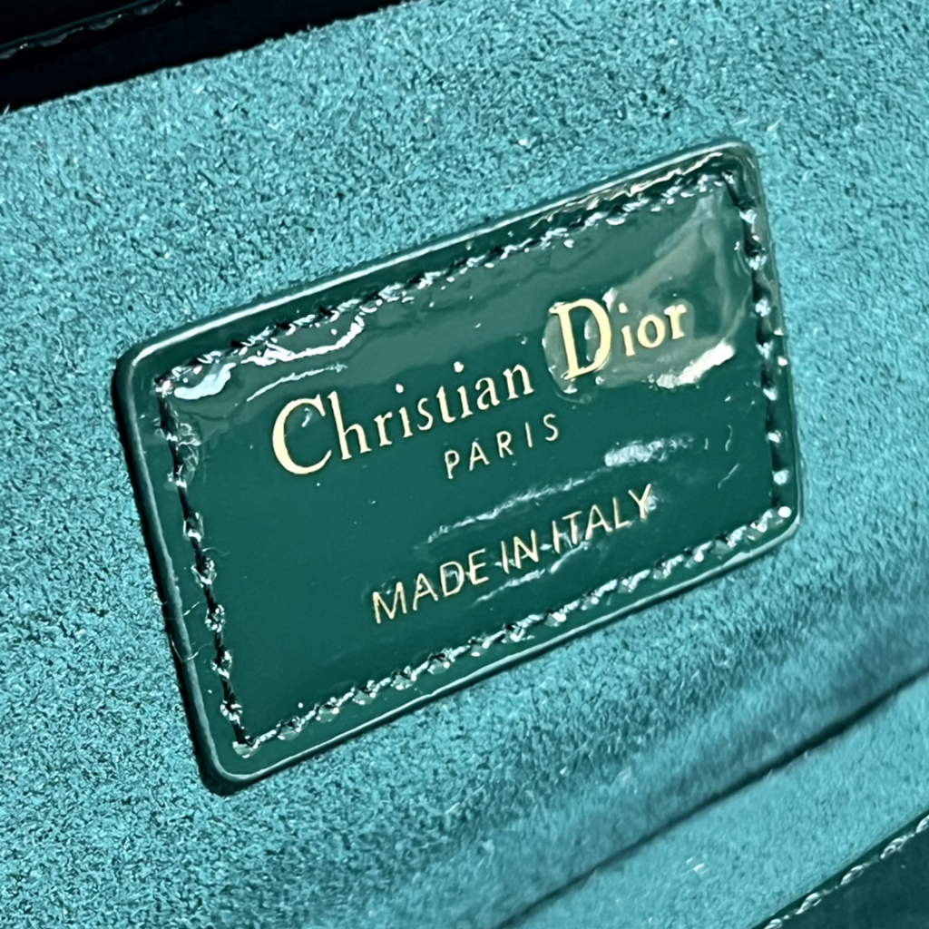Dior M0540 Medium Lady D-Joy Bag Green Patent Cannage Calfskin