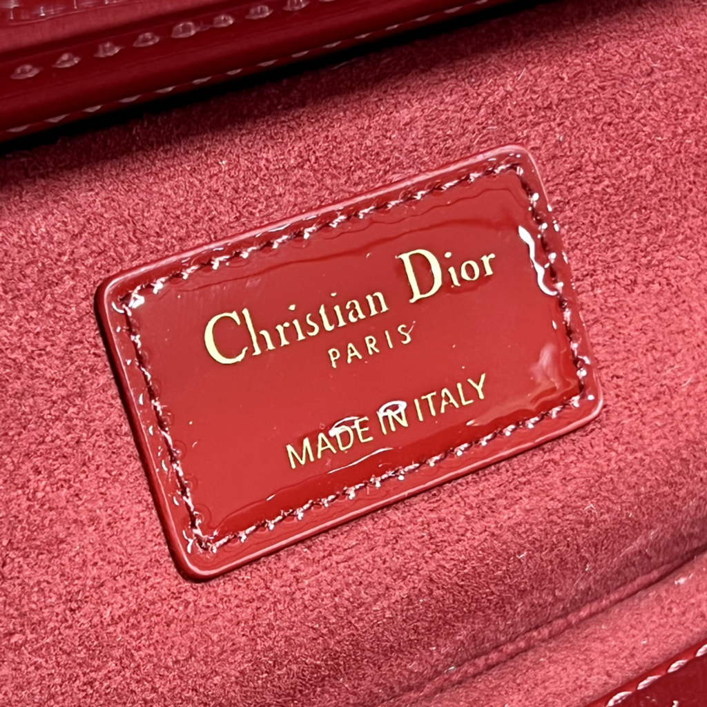 Dior M0540 Medium Lady D-Joy Bag Red Patent Cannage Calfskin - Default Title - View 9