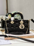 Dior M0540 Medium Lady D-Joy Bag Black Patent Cannage Calfskin