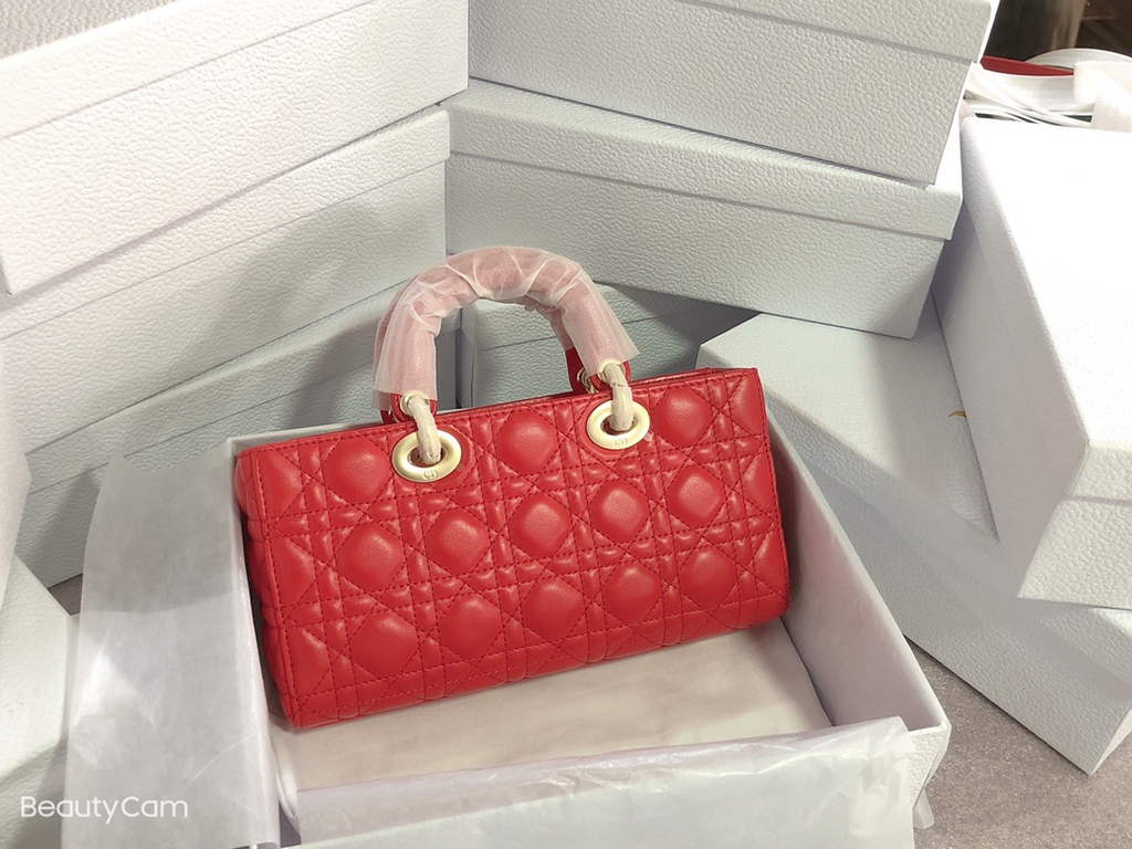 Dior M0540 Medium Lady D-Joy Bag Red Cannage Lambskin