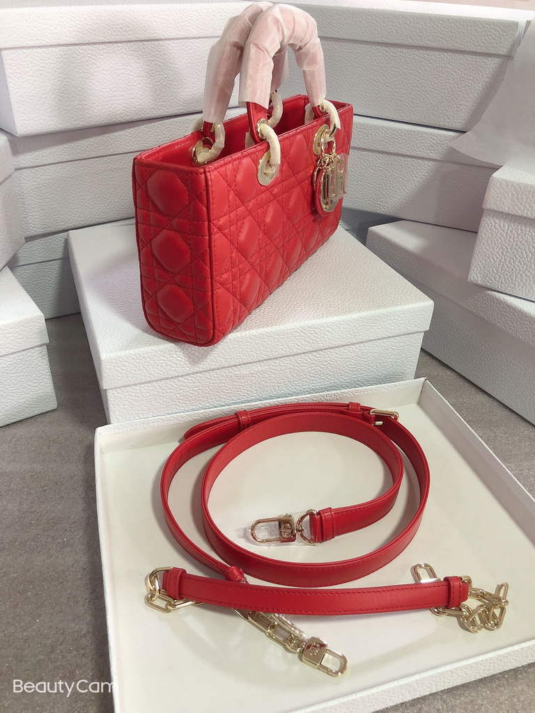 Dior M0540 Medium Lady D-Joy Bag Red Cannage Lambskin