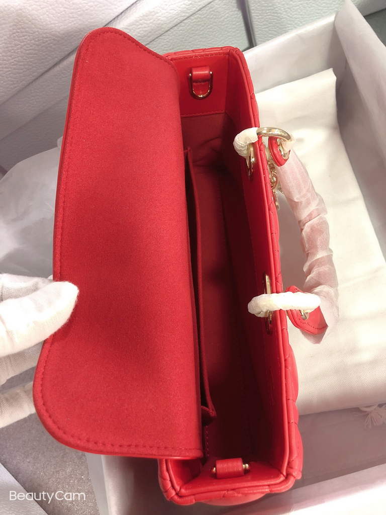 Dior M0540 Medium Lady D-Joy Bag Red Cannage Lambskin