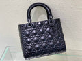Dior M0565 Medium Lady Bag Black Cannage Calfskin with Diamond Motif - Default Title - View 1