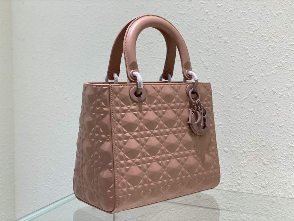 Dior M0565 Medium Lady Bag Pink Cannage Calfskin with Diamond Motif - Default Title - View 2