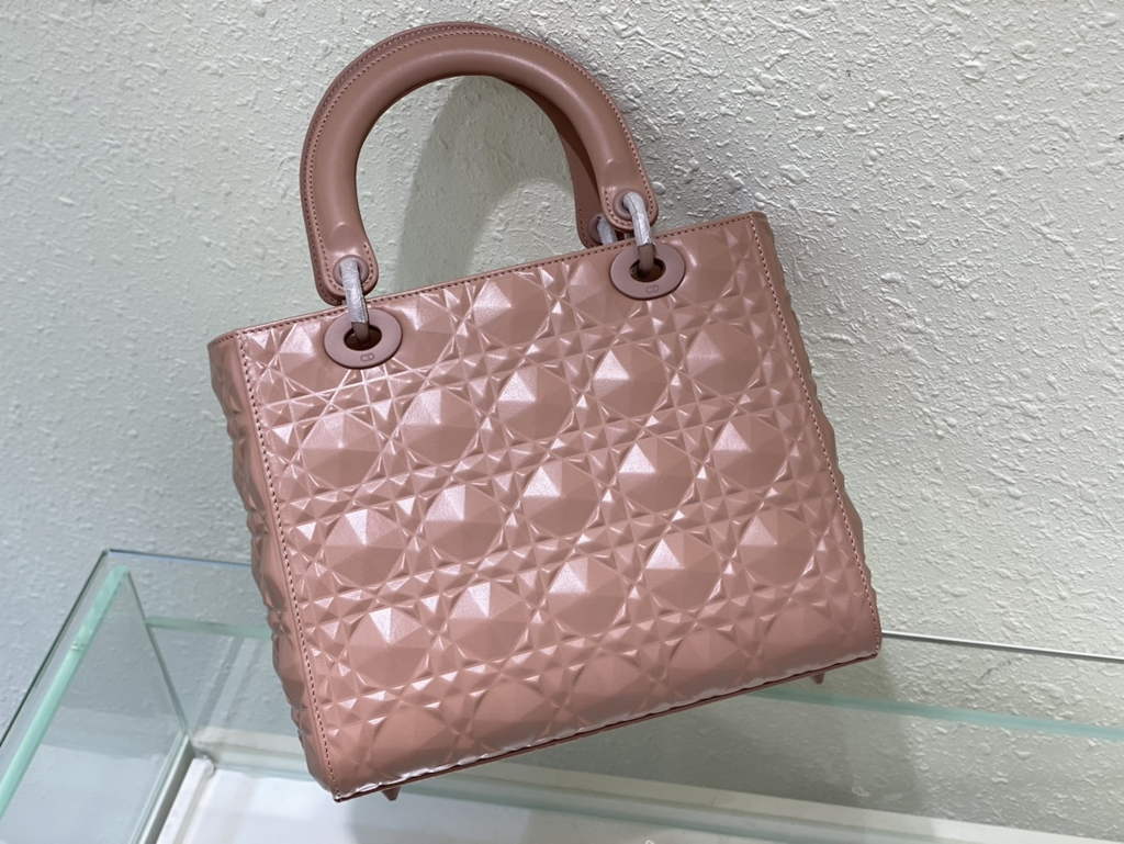 Dior M0565 Medium Lady Bag Pink Cannage Calfskin with Diamond Motif - Default Title - View 4