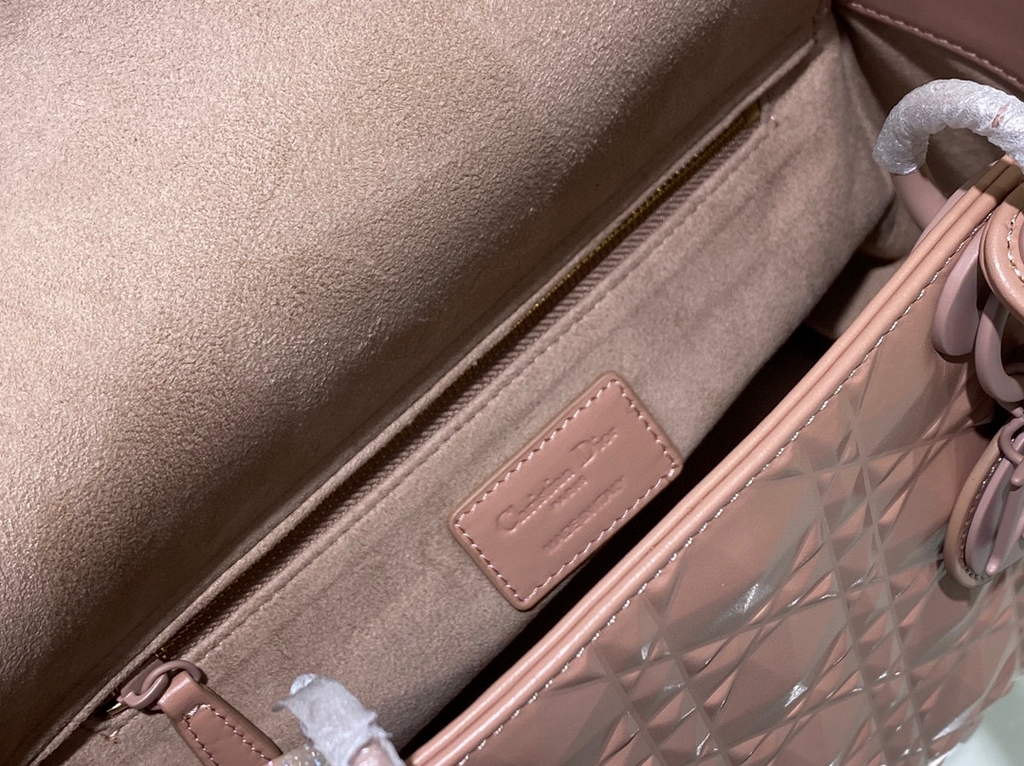 Dior M0565 Medium Lady Bag Pink Cannage Calfskin with Diamond Motif - Default Title - View 9