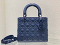 Dior M0565 Medium Lady Bag Blue Cannage Calfskin with Diamond Motif - Default Title - View 1