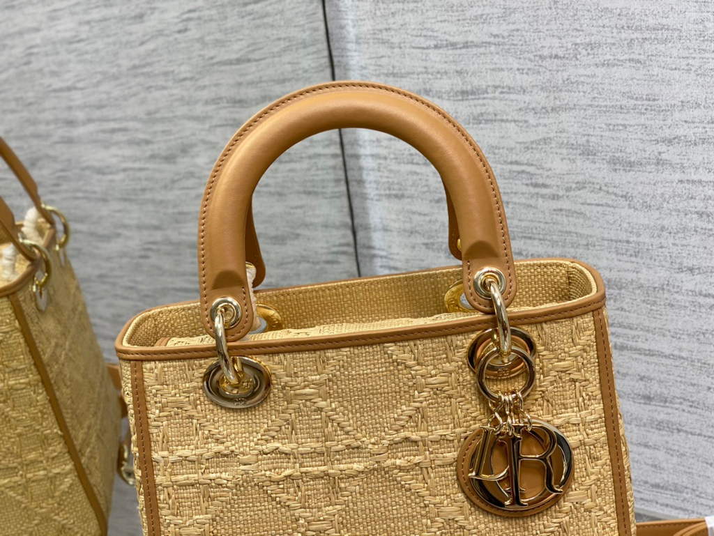 Dior M0565 Medium Lady Bag Natural Cannage Raffia - Default Title - View 2