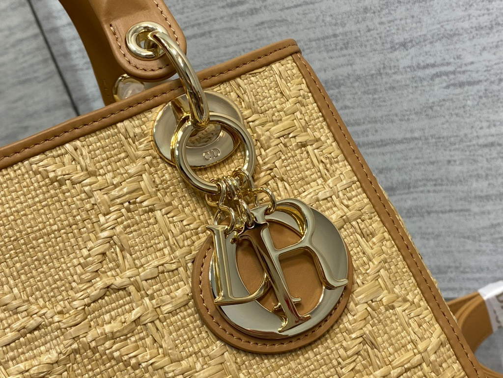 Dior M0565 Medium Lady Bag Natural Cannage Raffia - Default Title - View 3