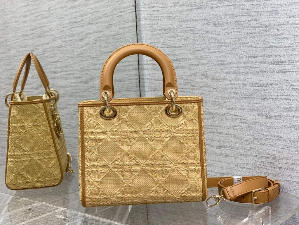 Dior M0565 Medium Lady Bag Natural Cannage Raffia - Default Title - View 4