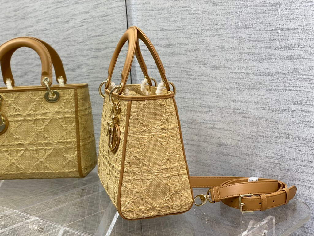 Dior M0565 Medium Lady Bag Natural Cannage Raffia - Default Title - View 5