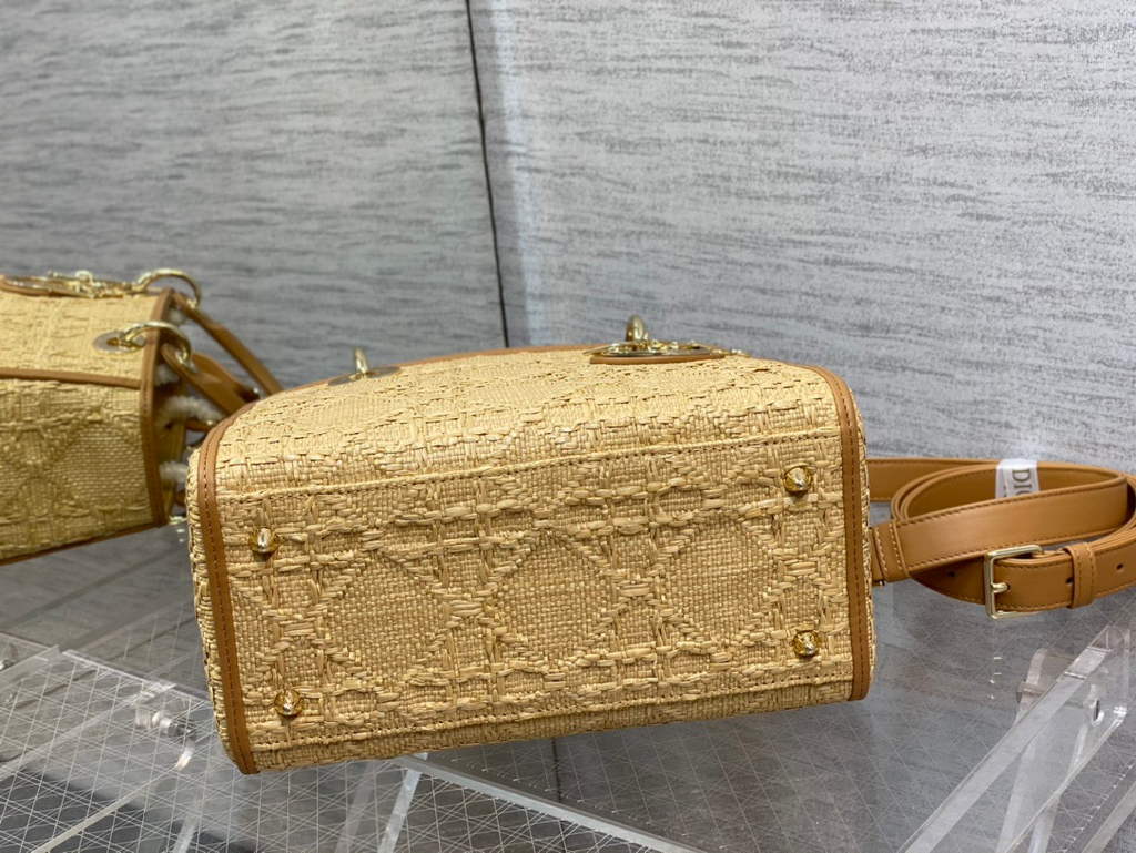 Dior M0565 Medium Lady Bag Natural Cannage Raffia - Default Title - View 6