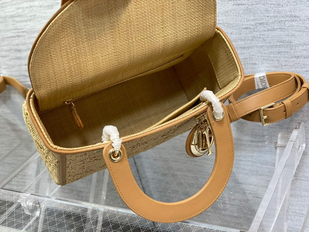 Dior M0565 Medium Lady Bag Natural Cannage Raffia - Default Title - View 7
