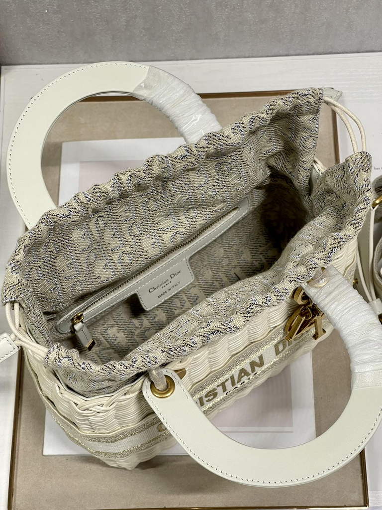 Dior M0565 Medium Lady Bag Natural Wicker and Gold - Default Title - View 9