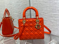 Dior M0565 Medium Lady Bag Orange Patent Cannage Calfskin Gold - Default Title - View 1