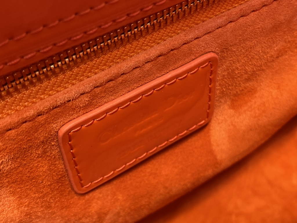 Dior M0565 Medium Lady Bag Orange Patent Cannage Calfskin Gold - Default Title - View 9