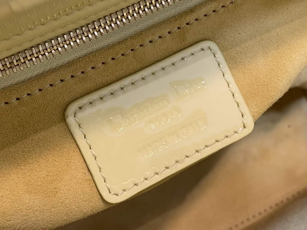 Dior M0565 Medium Lady Bag Yellow Patent Cannage Calfskin Gold - Default Title - View 9