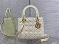Dior M0565 Medium Lady Bag White Patent Cannage Calfskin Gold - Default Title - View 1