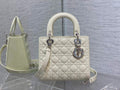 Dior M0565 Medium Lady Bag White Patent Cannage Calfskin Silver - Default Title - View 1