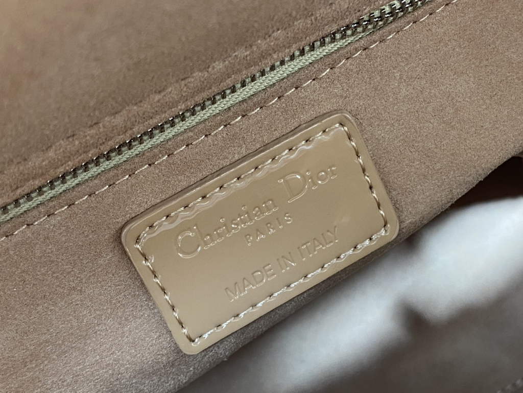 Dior M0565 Medium Lady Bag dark beige Patent Cannage Calfskin Silver - Default Title - View 9