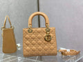 Dior M0565 Medium Lady Bag dark beige Patent Cannage Calfskin Gold - Default Title - View 1