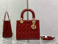 Dior M0565 Medium Lady Bag dark red Patent Cannage Calfskin - Default Title - View 1