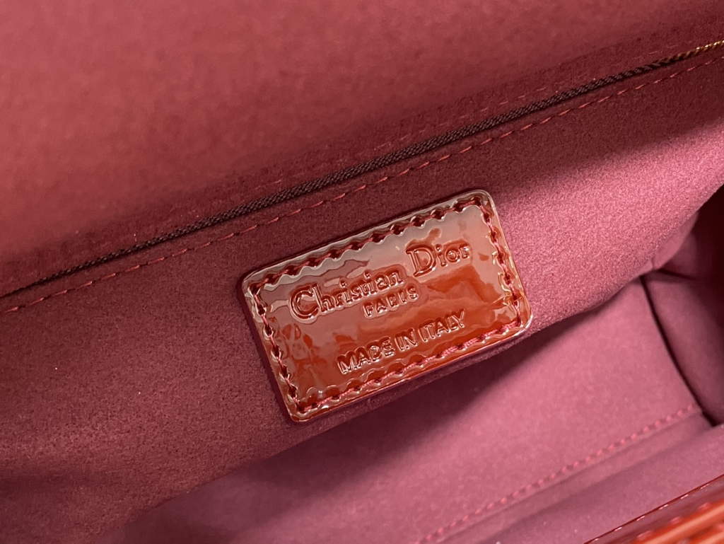 Dior M0565 Medium Lady Bag dark red Patent Cannage Calfskin - Default Title - View 9