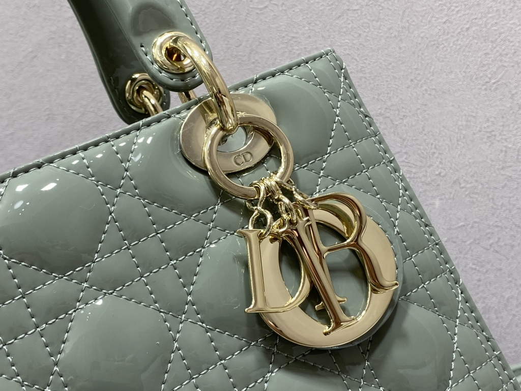 Dior M0565 Medium Lady Bag gray Patent Cannage Calfskin - Default Title - View 5