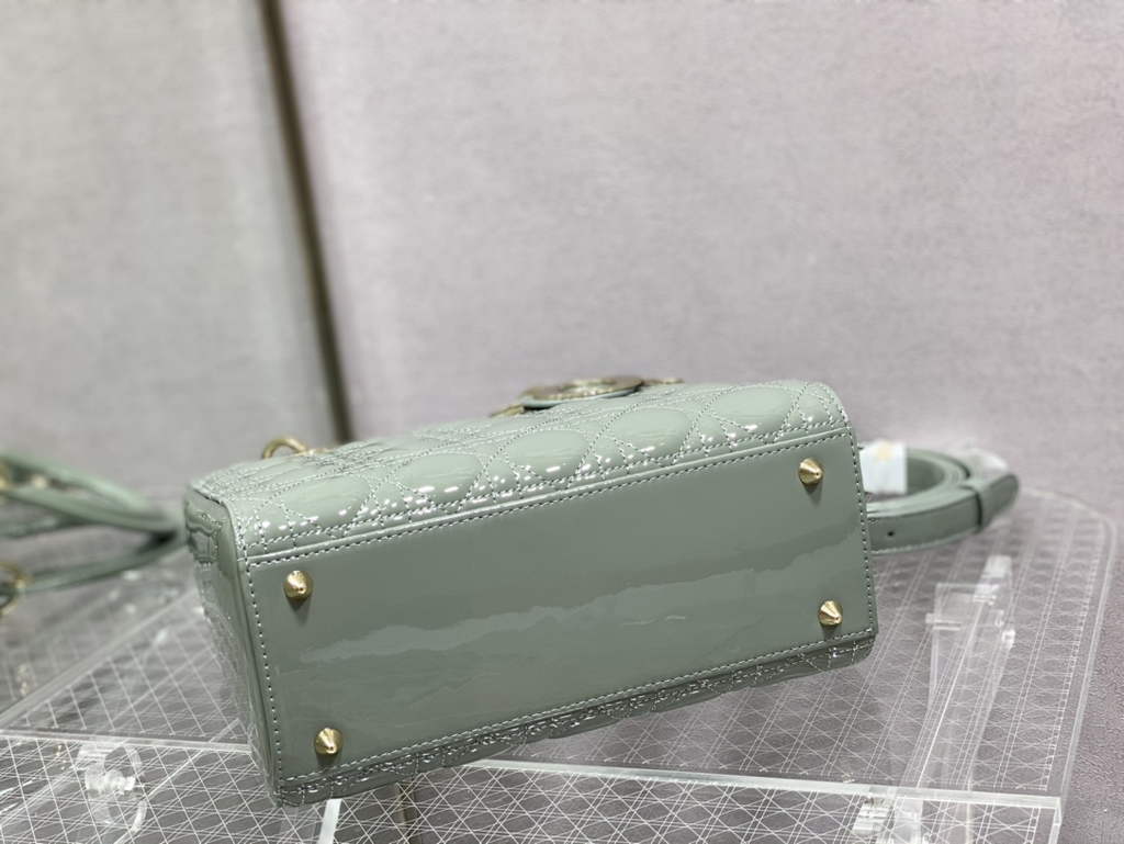 Dior M0565 Medium Lady Bag gray Patent Cannage Calfskin - Default Title - View 7