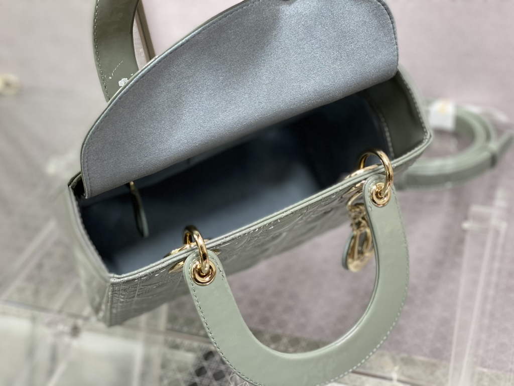 Dior M0565 Medium Lady Bag gray Patent Cannage Calfskin - Default Title - View 8