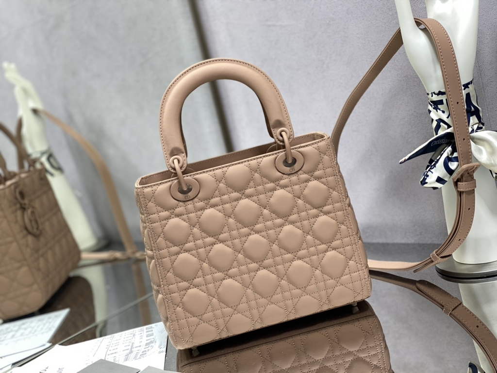 Dior M0565 Medium Lady Bag dark beige Ultramatte Cannage Calfskin - Default Title - View 4