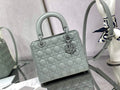 Dior M0565 Medium Lady Bag Gray Ultramatte Cannage Calfskin - Default Title - View 1