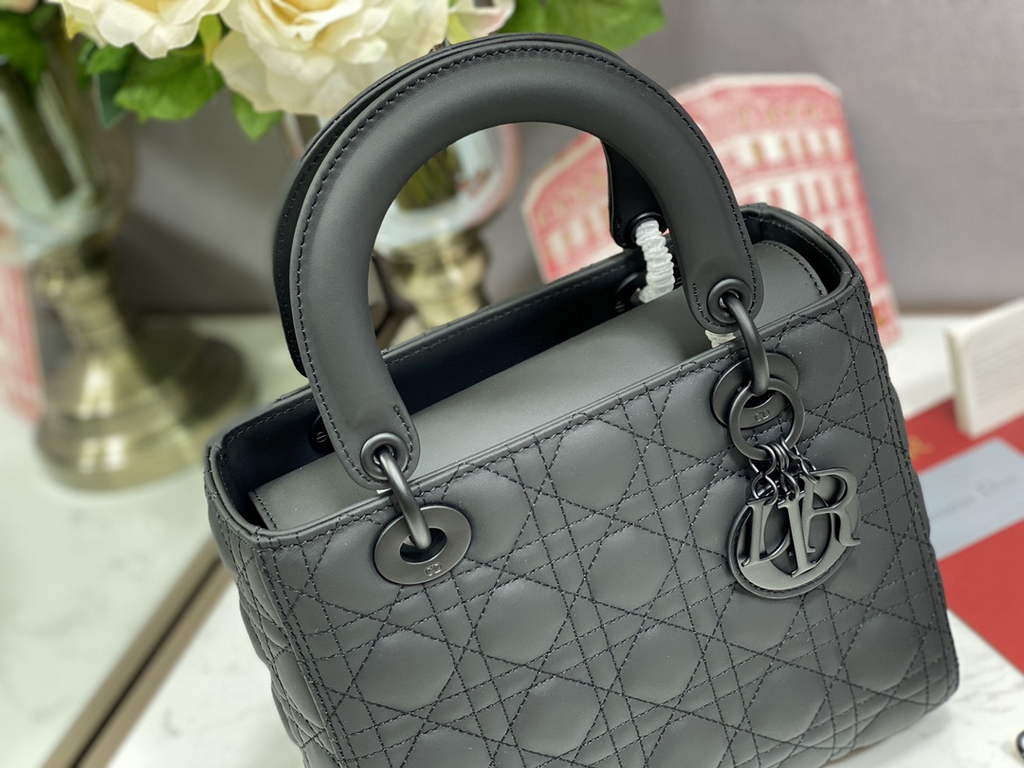 Dior M0565 Medium Lady Bag Black Ultramatte Cannage Calfskin - Default Title - View 5