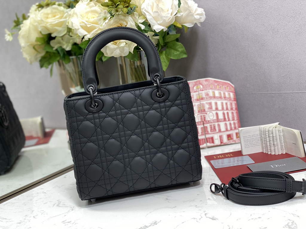 Dior M0565 Medium Lady Bag Black Ultramatte Cannage Calfskin - Default Title - View 2