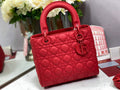 Dior M0565 Medium Lady Bag Red Ultramatte Cannage Calfskin - Default Title - View 1