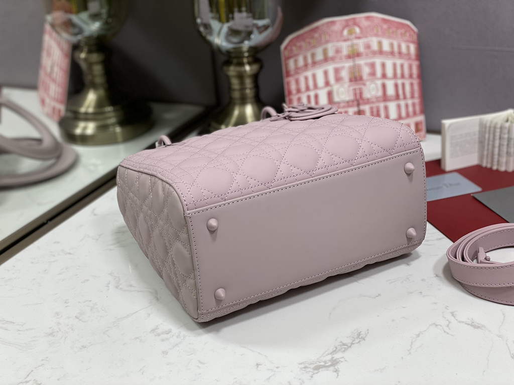 Dior M0565 Medium Lady Bag light pink Ultramatte Cannage Calfskin - Default Title - View 5