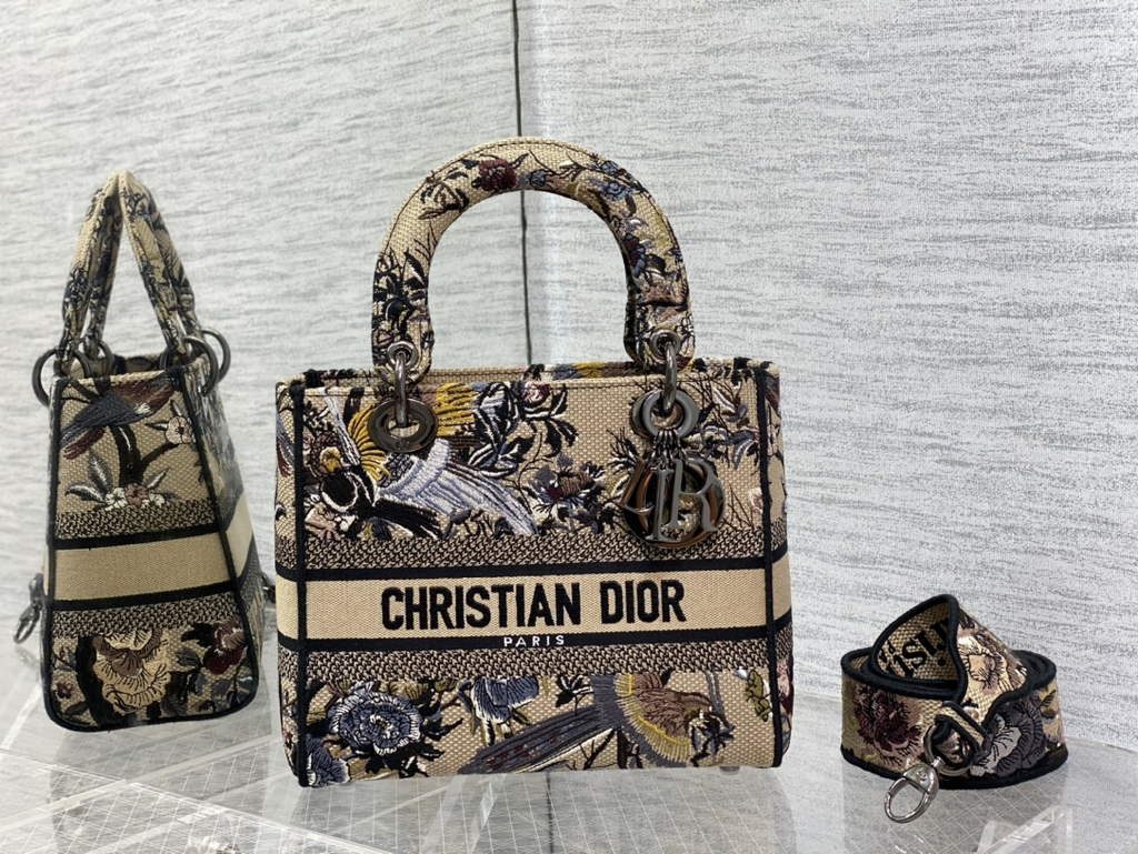 Dior M0565 Medium Lady D-Life Bag Beige Multicolor Jardin - Default Title - View 1
