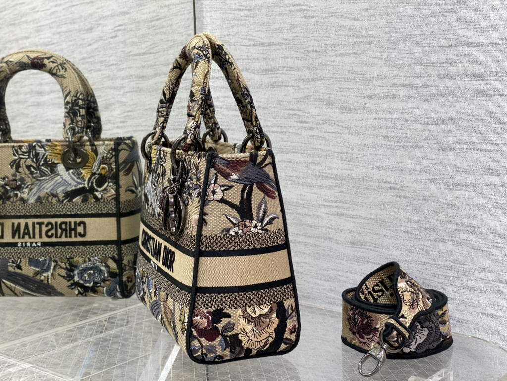 Dior M0565 Medium Lady D-Life Bag Beige Multicolor Jardin - Default Title - View 6