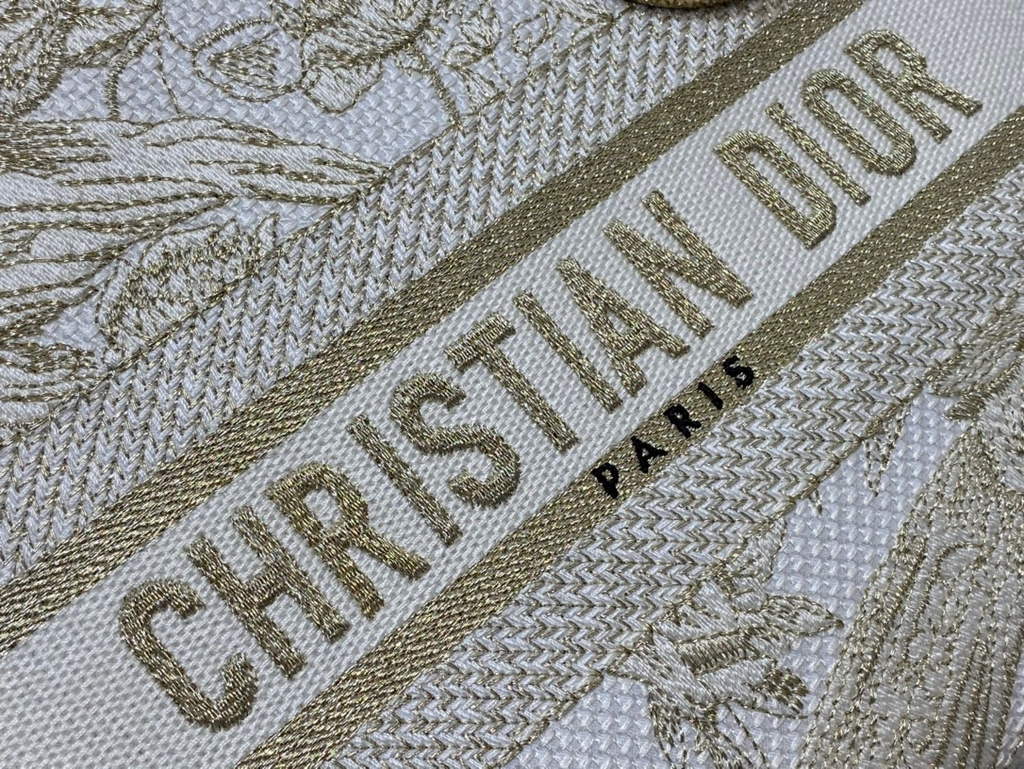 Dior M0565 Medium Lady D-Life Bag White Multicolor Cotton with Velvet - Default Title - View 4
