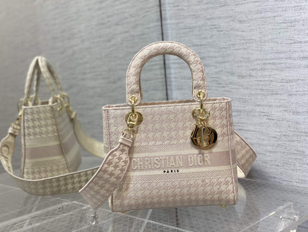 Dior M0565 Medium Lady D-Lite Bag Beige and Pink - Default Title - View 1